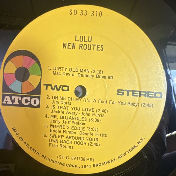 Lulu - New Routes, ATCO SD 33-310, 1970 Vinyl Lp ROCK/POP, VG+ Ultrasonic Clean! - Picture 6 of 9